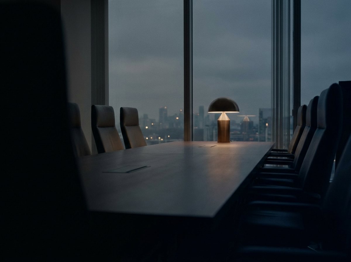 Executivos analisando contratos em sala de reunião